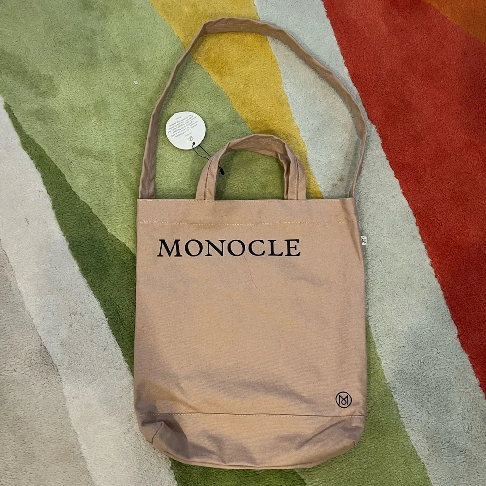 Monocle Beige Canvas Tote Bag for Men